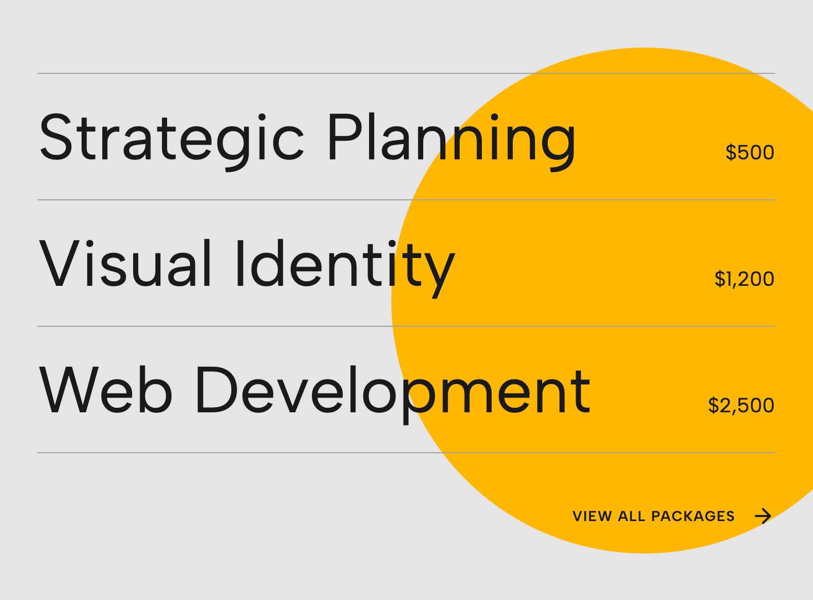 Minimalist Pricing Menu - Accent Circle Layout