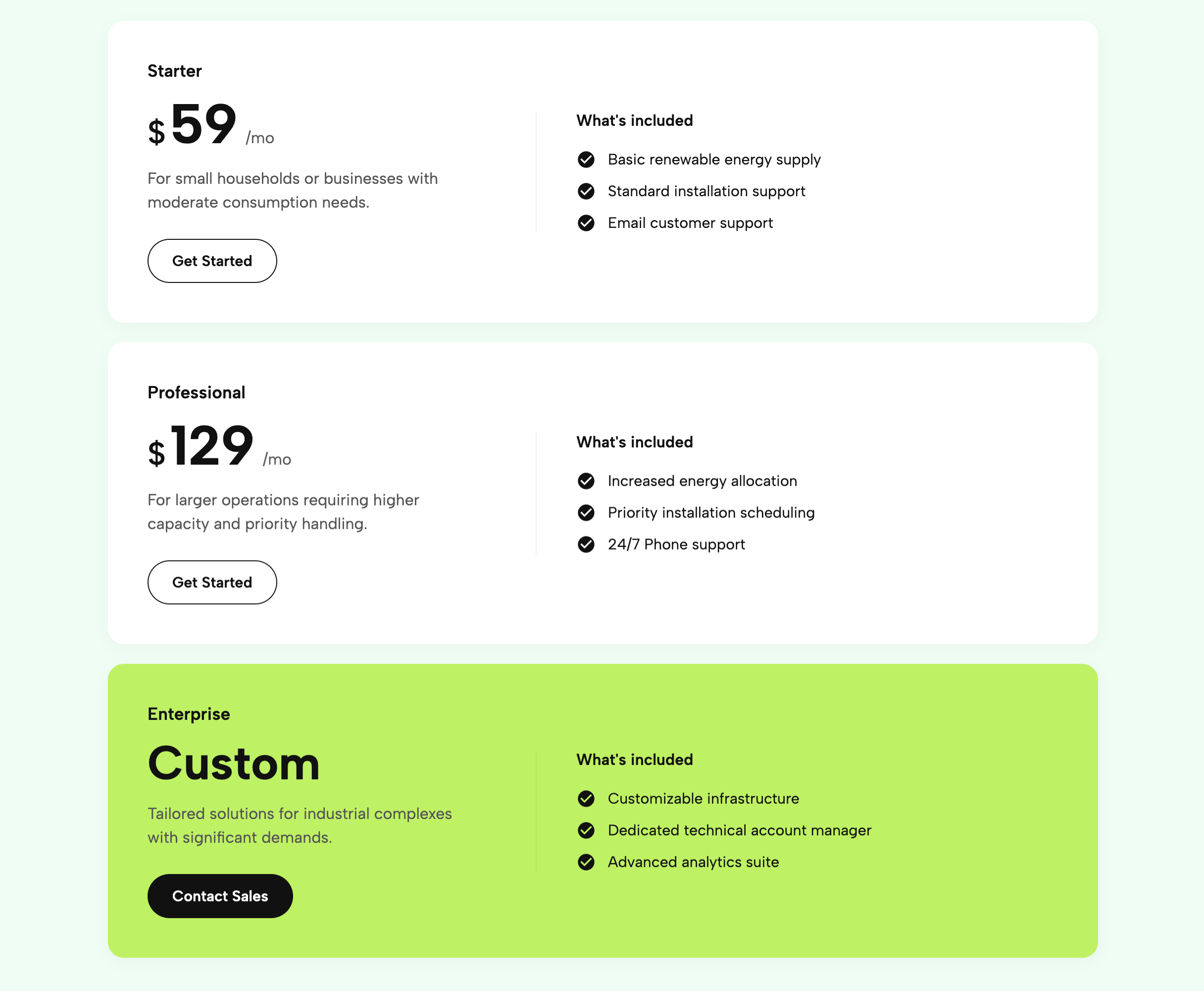Full-Width Horizontal Pricing