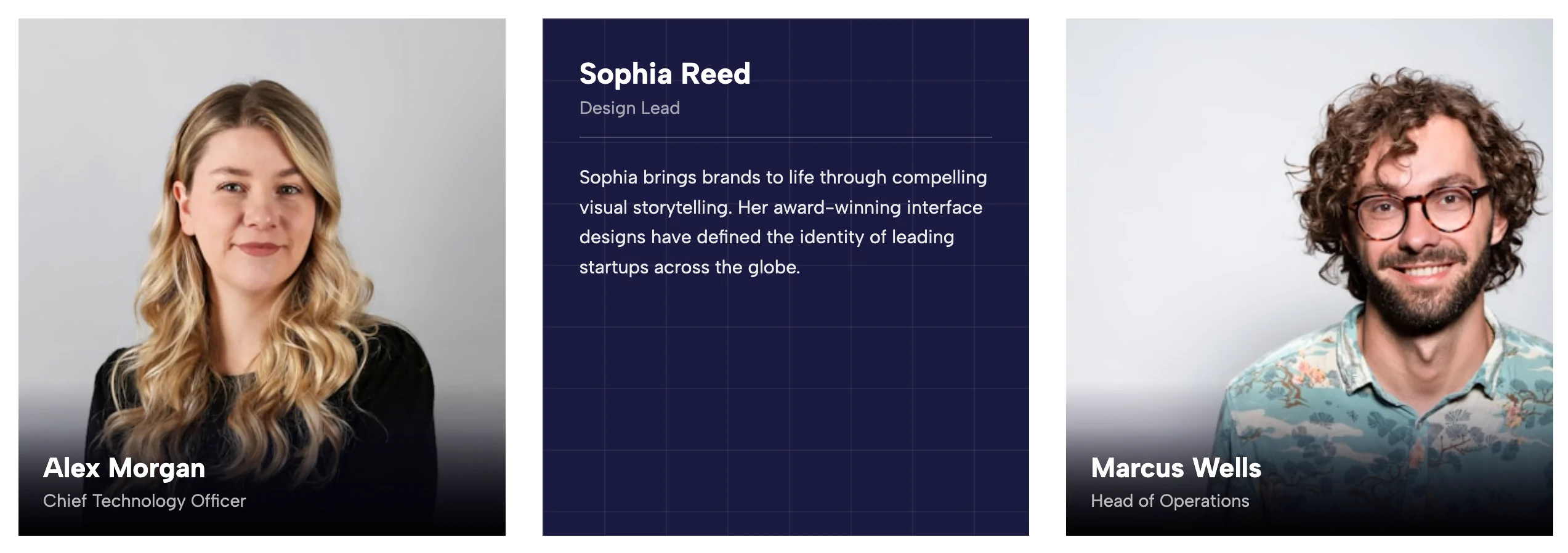 Team Card Hover Grid