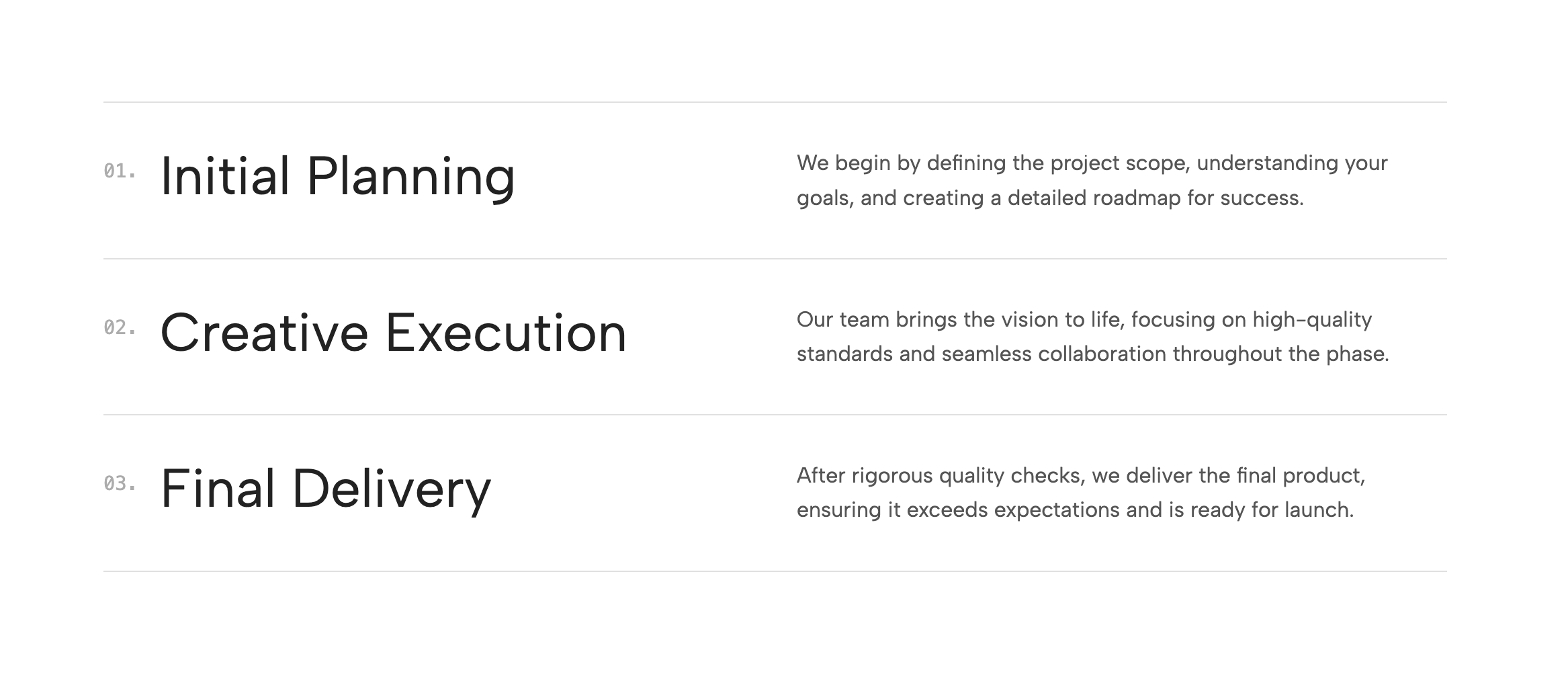Simple Process List Section