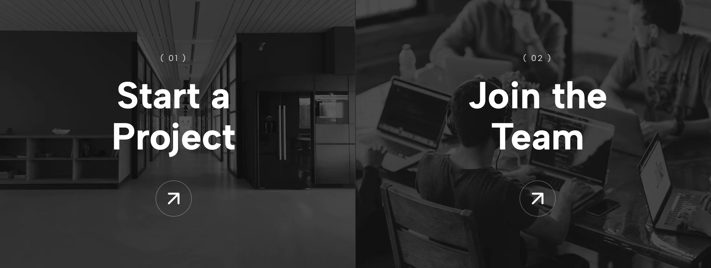 Split Screen Accordion Call to Action with Hover Effect