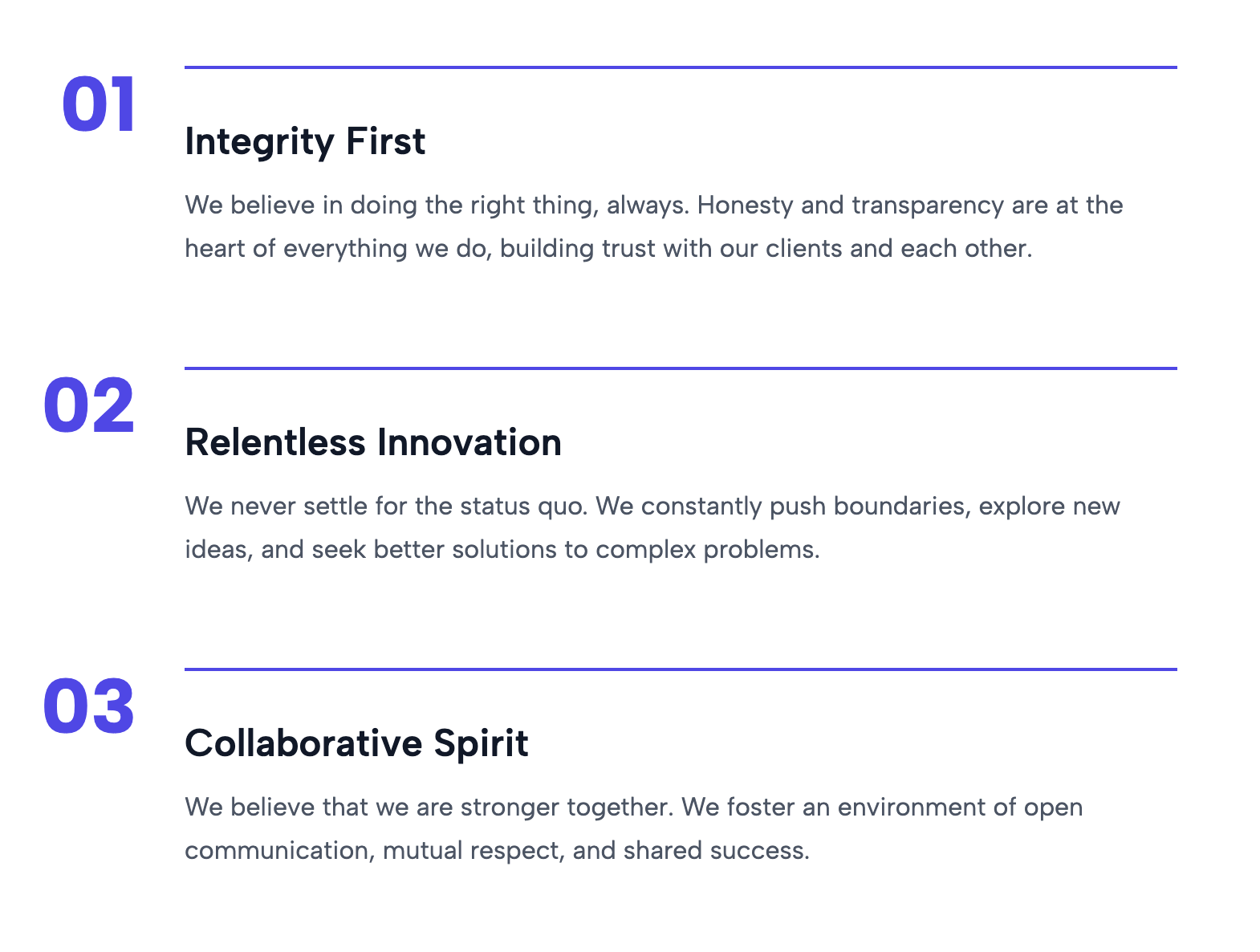 Mission & Values List