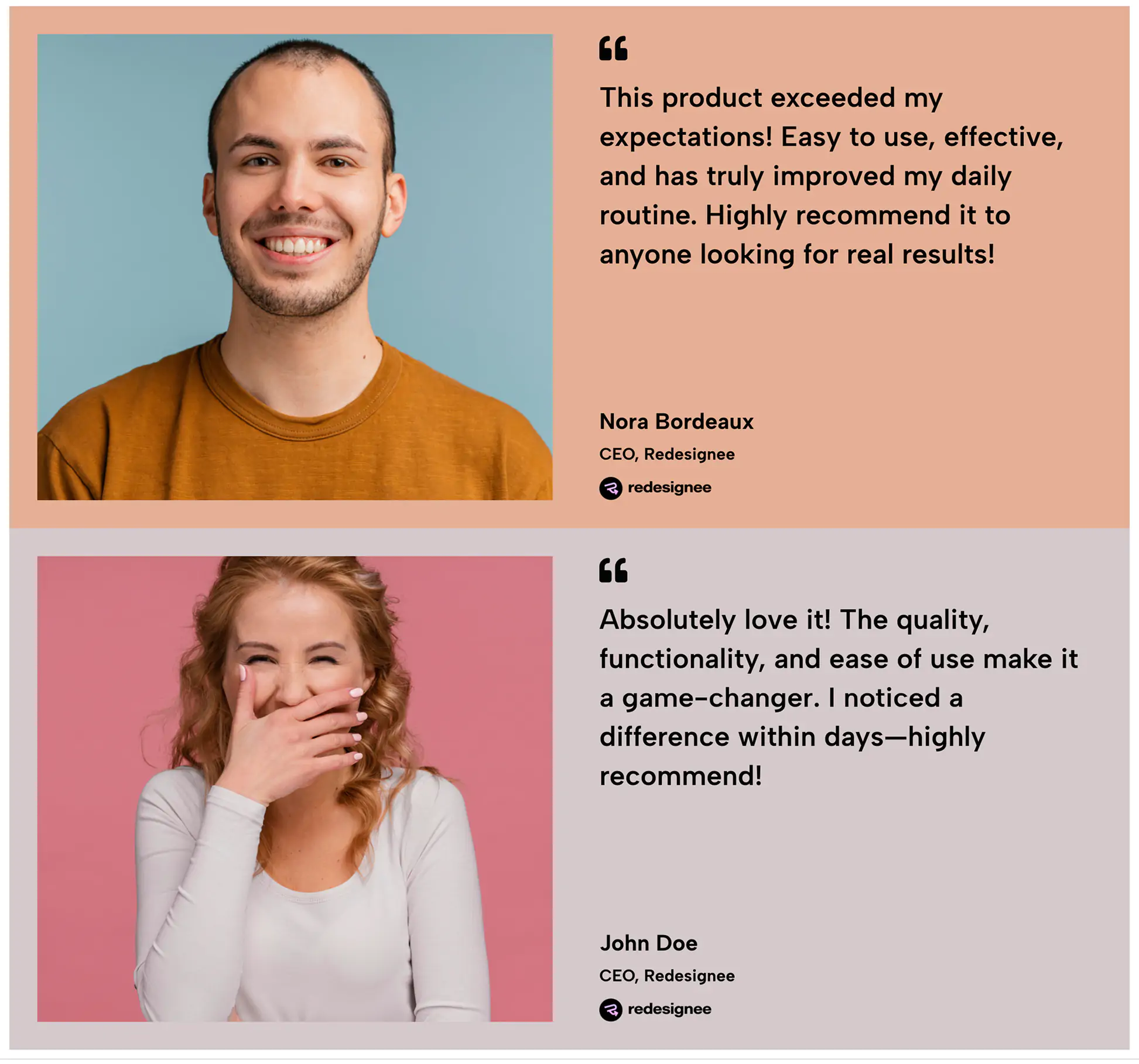 Double Testimonial Section for Elementor