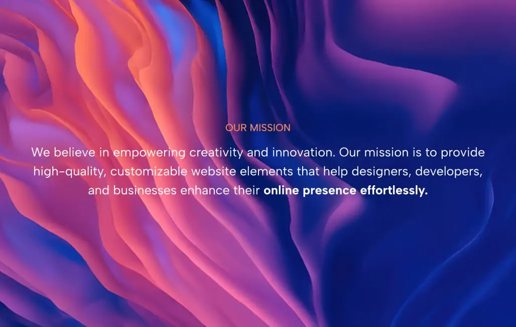 Free Elementor minimalist gradient mission statement template