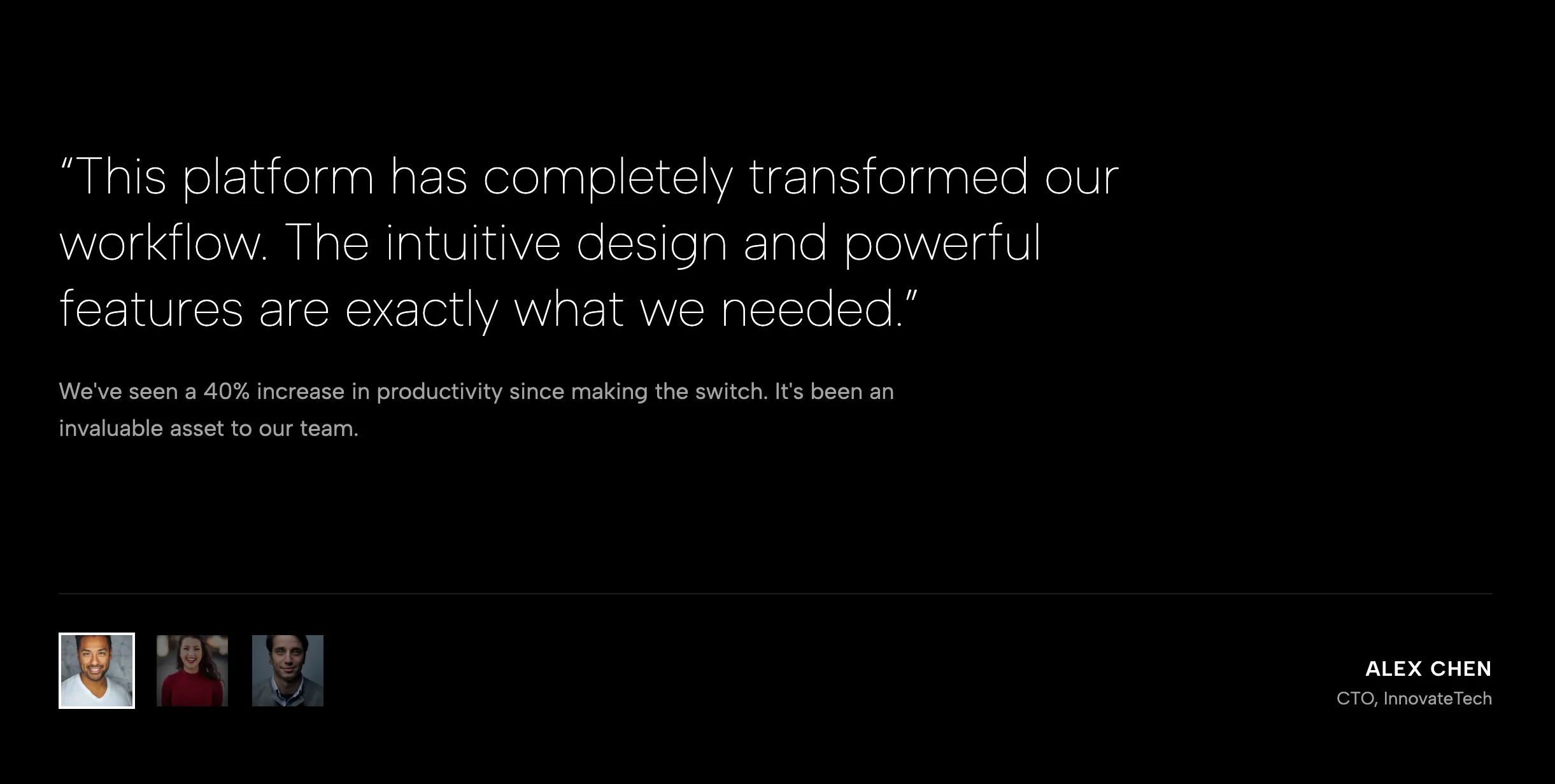 Editorial Testimonials Slider - Thumbnail Navigation