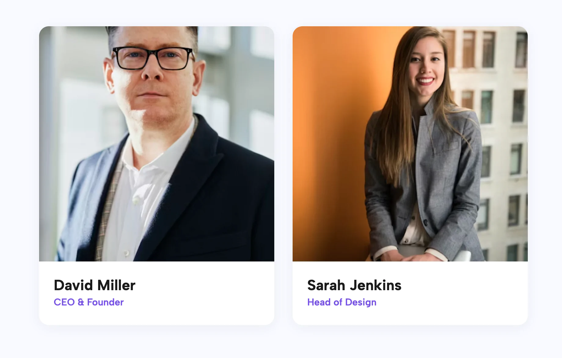 Interactive Team Grid with Bio Lightbox